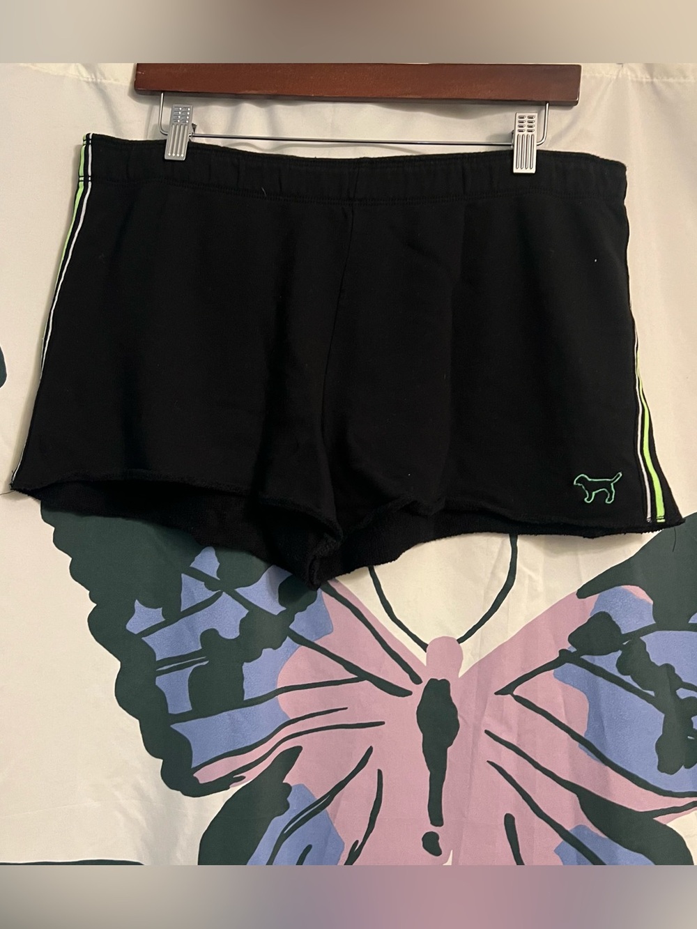 Black Athletic Lounge Shorts with Neon Trim